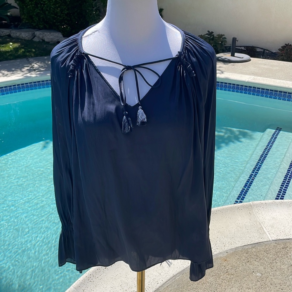 Ramy Brook navy long sleeve, lightweight blouse | size XS